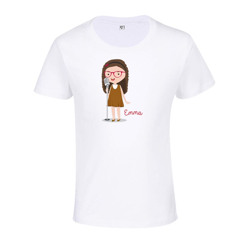 T-shirt Enfant BLANC Croquis Emma Centre Devant