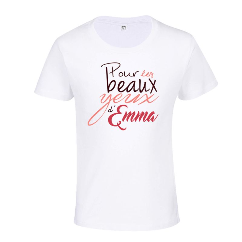 T-shirt Enfant BLANC Typo Pour les Beaux Yeux d'Emma